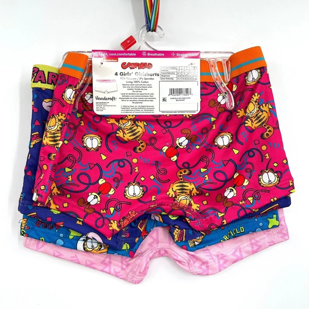 Garfield 4pk girlshorts handcraft athletic underwear cartoon boy shorts undies 4 - Picture 6 of 6